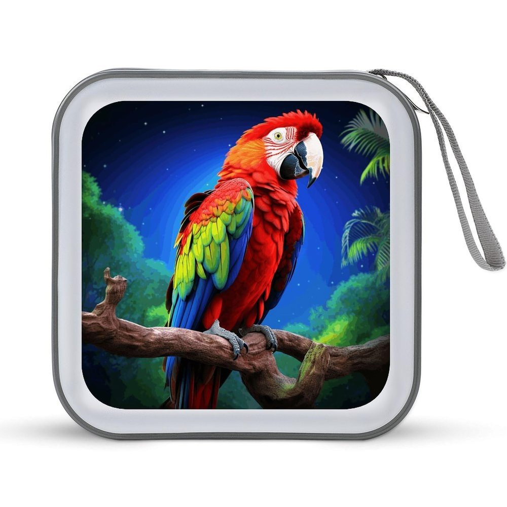 BTCOWZRV Parrot CD Case 40 Capacity Hard Plastic DVD Case Portable Zipper CD Cases Holder Large Storage Disc Wallet Bag DVD Disc Cases Storage Binder Home Travel