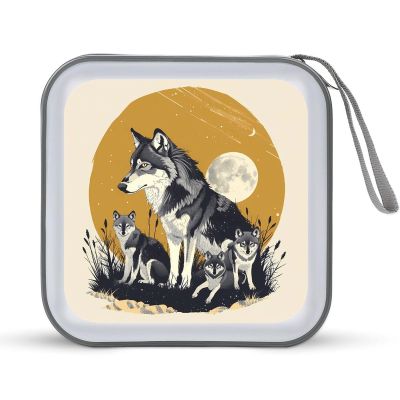 BTCOWZRV Wolves Family CD Case 40 Capacity Hard Plastic DVD Case Portable Zipper CD Cases Holder Large Storage Disc Wallet Bag DVD Disc Cases Storage Binder Home Travel