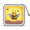 BTCOWZRV Bee on The Square CD Case 40 Capacity Hard Plastic DVD Case Portable Zipper CD Cases Holder Large Storage Disc Wallet Bag DVD Disc Cases Storage Binder Home Travel view 1