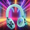 ASHATA 6.0 Bluetooth Headphones Over Ear, RGB Light Hollowed Out Detachable Microphone HiFi Stereo Foldable Lightweight Deep Bass for Travel Home Office Cellphone (Green) view 2