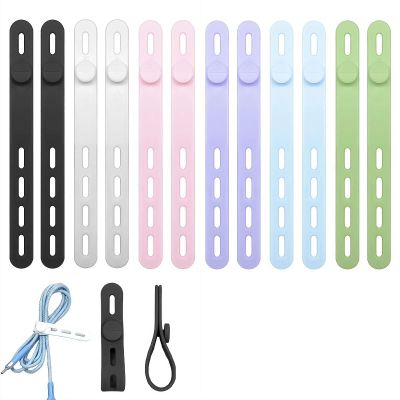 12PCS Silicone Cable Ties - Reusable & Washable with Locking Buckles, Silicone Cable Straps Cord Organizer,Reusable Cables Ties Wire Organizer in Home,Office,Kitchen,School-Color Random