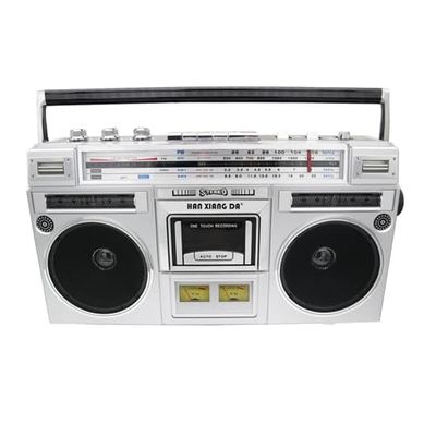 Retro Boombox, Bluetooth Cassette Player with AM/FM Radio, 80s Style CD Tape Player, SD/USB Input, Built-in Speaker