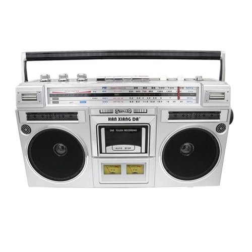Retro Boombox, Bluetooth Cassette Player with AM/FM Radio, 80s Style CD Tape Player, SD/USB Input, Built-in Speaker