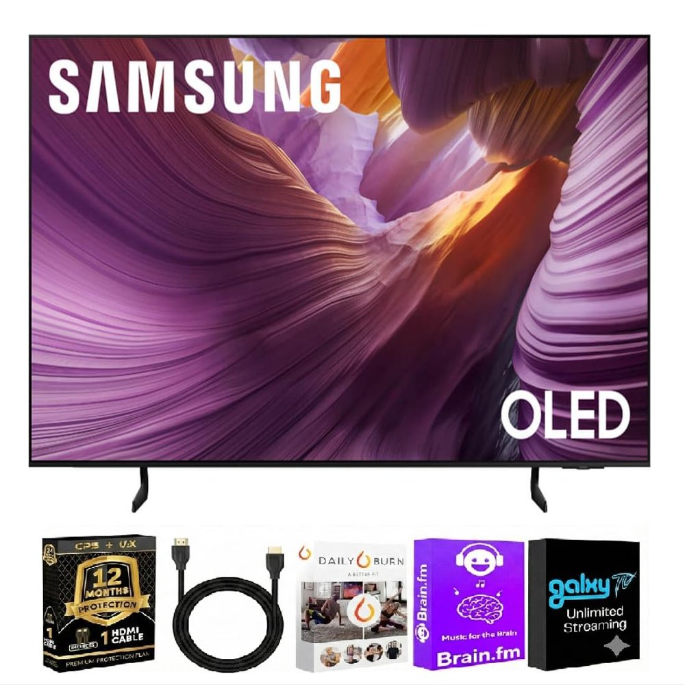 Samsung 55 Inch Class S85F Series 4K OLED Vision AI Smart Tizen TV with HDR Dolby Atmos + HDMI Cable + Streaming Bundle + 12 Month CPS Protection