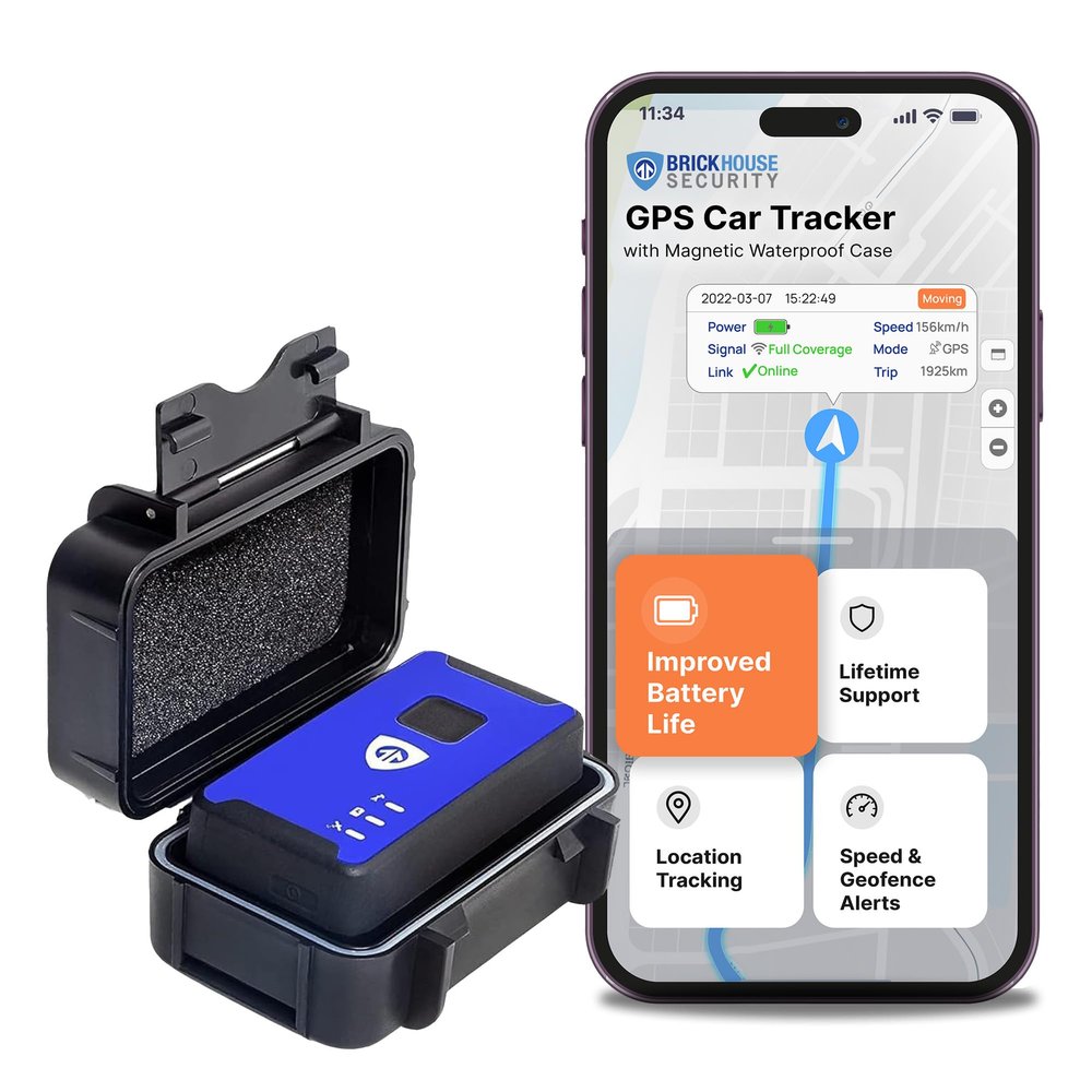 Brickhouse Security Spark Nano 7 GPS Tracker for Vehicles with Magnetic Case, Hidden Car Tracking Device, Waterproof Case, 4G LTE Portable Car Tracker, Real Time Tracking, 1 Year Subscription Included