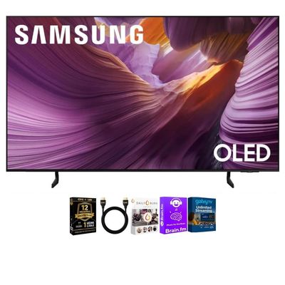 Samsung 65 Inch Class S85F Series 4K OLED Vision AI Smart Tizen TV HDR Dolby Atmos WiFi HDMI Gaming TV Bundle with High Speed Cable Streaming Package and 12 Month CPS Protection Plan