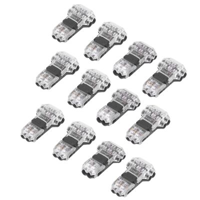 12pcs Low Voltage T Tap Connectors, 3 Way Wire Connector, Quick Solderless Wire Splice Connector for Car Audio LED Light Strips, Transparent ABS Material with Unique Clasp Design f