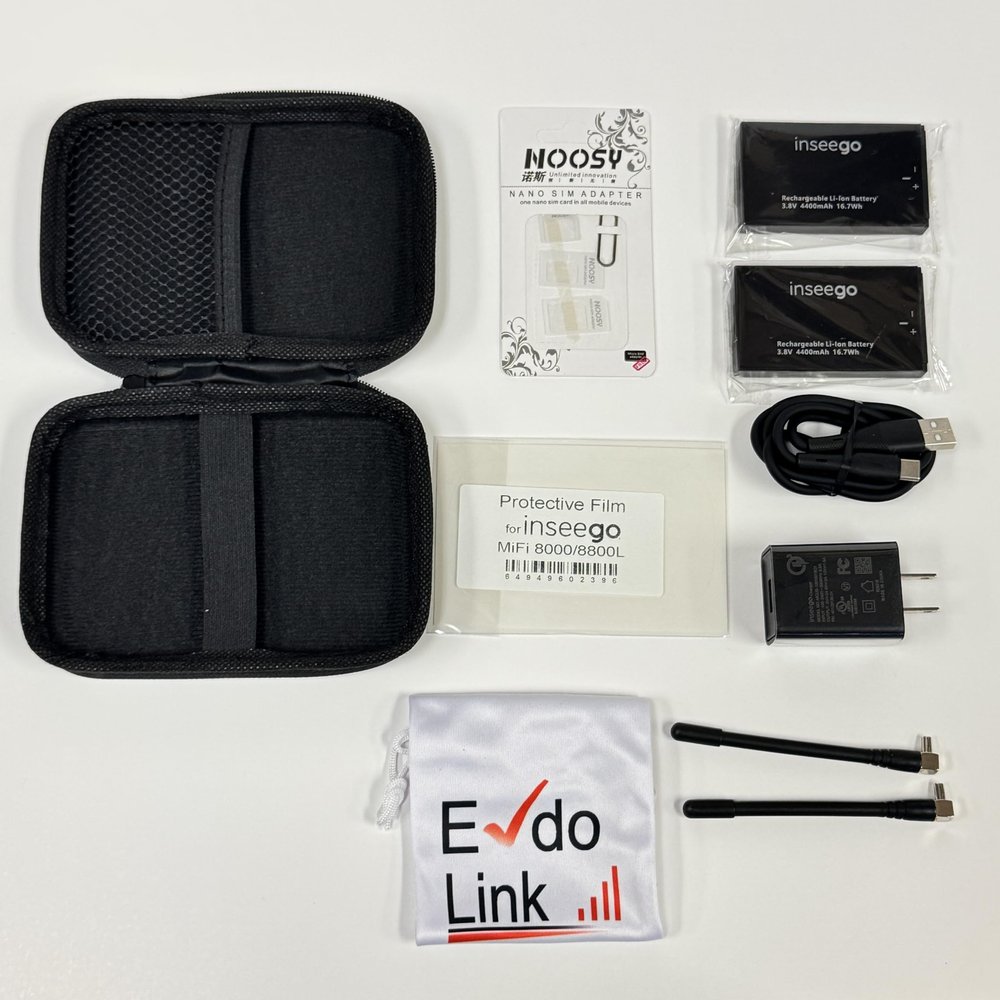 Accessories Compatible with Inseego Verizon MiFi M1000 Hotspot  2 Replacement Batteries + Hard Protective Case + Charging Cable + Charger + 2 Antenas + Evdolink Travel Bag