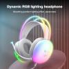 ANGESHA Gaming Headphone Over Ear Headphone with Microphone LED Light Adjustable Headband Deeper Bass Surround Sound view 3