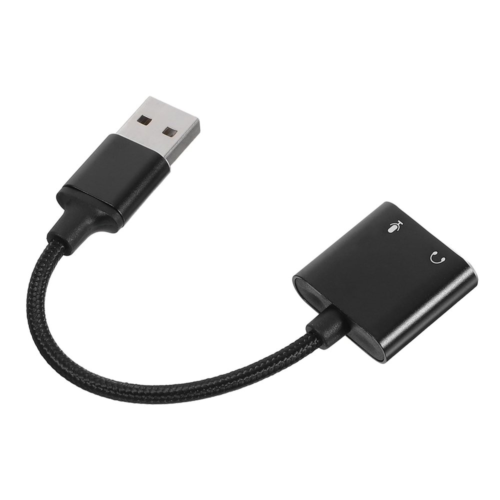 BESPORTBLE USB Audio Interface and Headset Mic Splitter Adapter for PC and Tablets, External Sound Card with 3.5mm Headphone and Microphone Jack, Black, Plug and Play for Gaming