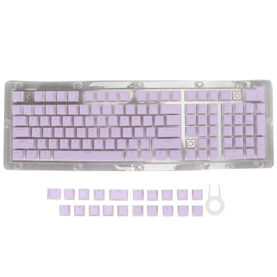 130 Keys PBT Pudding Keycaps, Double Layer Translucent Keyboard Keycaps, OEM Height Custom Keycaps with Two Color Injection, DIY Keycap Set for Mechanical Keyboards, Includes Key P (Purple)