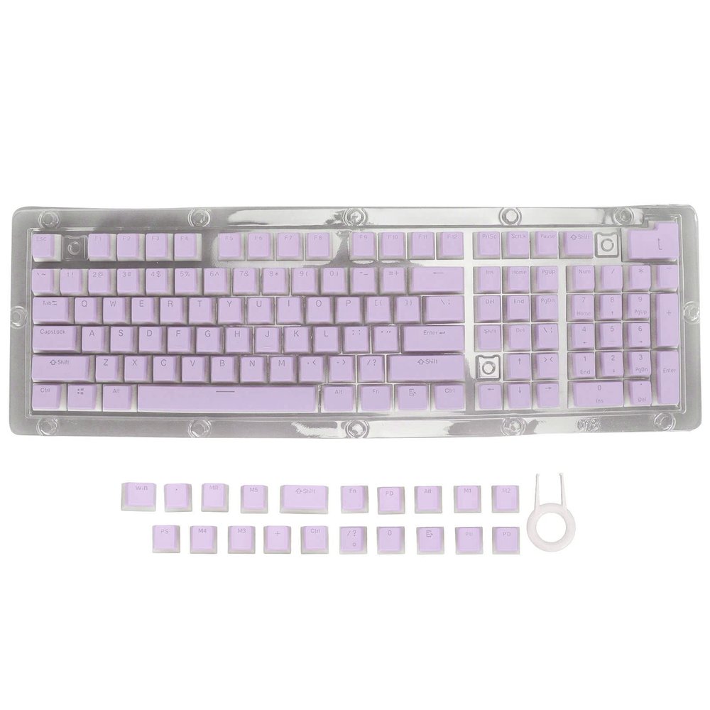 130 Keys PBT Pudding Keycaps, Double Layer Translucent Keyboard Keycaps, OEM Height Custom Keycaps with Two Color Injection, DIY Keycap Set for Mechanical Keyboards, Includes Key P (Purple)