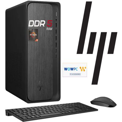 HP OmniDesk Computer w/Fast DDR5 RAM, AMD Ryzen5 Processor, 24GB RAM, 1TB Storage(512GB SSD On Board & 512GB External), Wi-Fi 6, Support 4K Display, Wins 11, Office 365 for Web, Wireless KB & Mouse