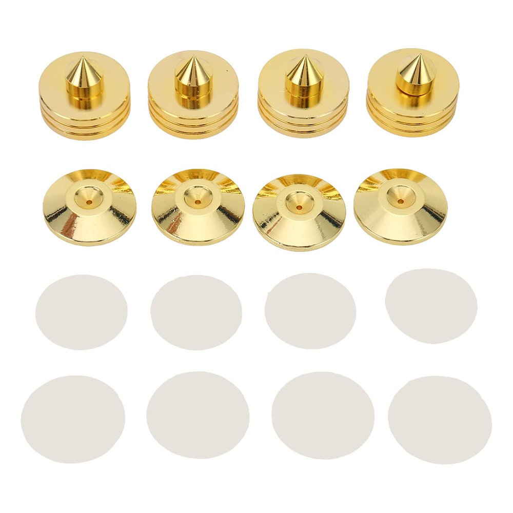4Set Zinc Alloy Speaker Spikes, Shock Absorbing Speaker Isolation Feet, Anti - Slip Floor Protectors for Amplifier Speaker, Sturdy Vibration Damping Spikes with Pure Copper Tips fo