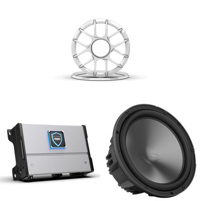 Wet Sounds HTM-1 - HTM Series Full-Range Class-D 1200 Watt at 1-Ohm Mono Amplifier with Wet Sounds REVO 10 FA S4 V3 - REVO Series 10" Free Air 4 Ohm V3 Subwoofer, Black and Wet Sounds REVO 10 ADP XZ-W
