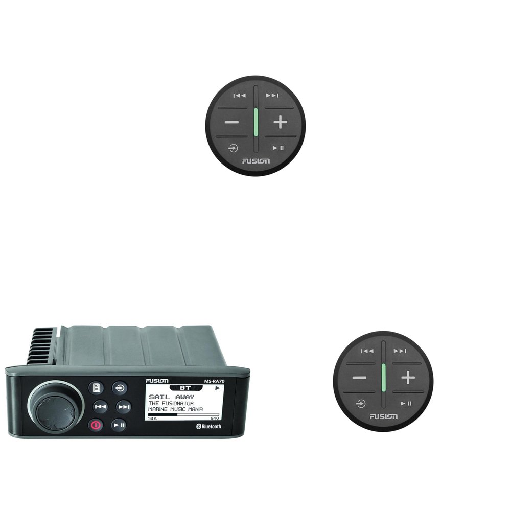 Fusion Entertainment MS-RA70 Marine Entertainment System with Bluetooth with (2) Fusion MS-ARX70B ANT Wireless Stereo Remote - Black