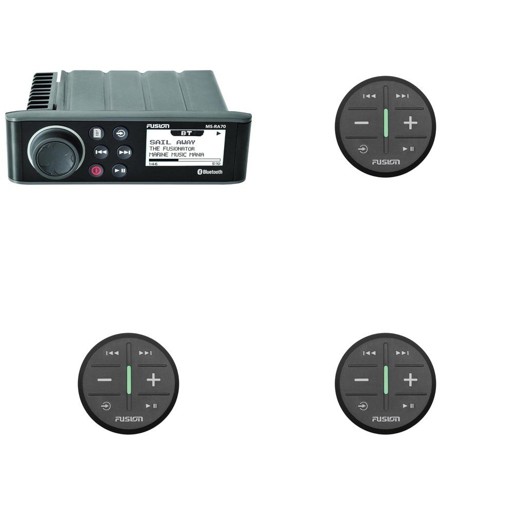 Fusion Entertainment MS-RA70 Marine Entertainment System with Bluetooth with (3) Fusion MS-ARX70B ANT Wireless Stereo Remote - Black