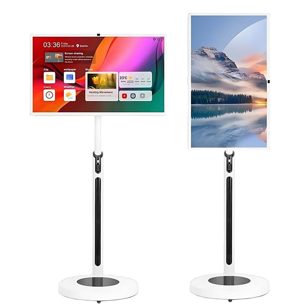 24" 27" 32" Portable Smart TV 1080P HD Rotating Touchscreen Monitor with Camera Stand(32inch,8+128G)