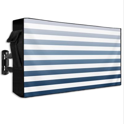 Blue Stripe Outdoor TV Cover 60 to 65 inches Weatherproof Gradient Outdoor TV Enclosure with Zipper Screen Protectors for Outside Flat Screen Televisions