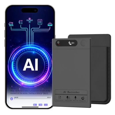 AI Smart Voice Recorder, 64GB 1000+ Hours Audio Recorder with Fast AI Transcription, Summaries, Mind Map, Q&A, Data Safe, Ultra-Thin, Magnetic Case, for Meetings, Calls, Lectures, Matte Grey