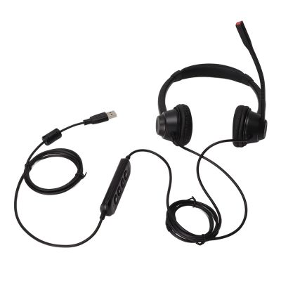 NEZHSHIUY H390D USB Telephone Headset, Noise Cancelling Binaural Office Headphone with Mic, USB Wired Business Headset for Call Center Customer Service, Volume Adjustment and Mute Function