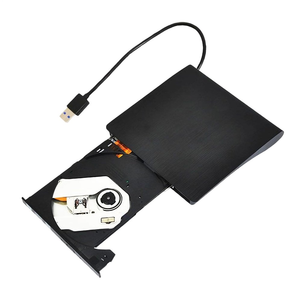 External D V D Drive  USB 3.0 Optical Reader, Type C Disc Burner, Ultra Slim Portable Device | Built in USB Hub, TF Card Slot for Laptop M A C PC Window Linux Use