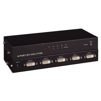 4-Port DVI Splitter, 1-in-4-out, 1x4 Video Splitter Amplifier 165MHz