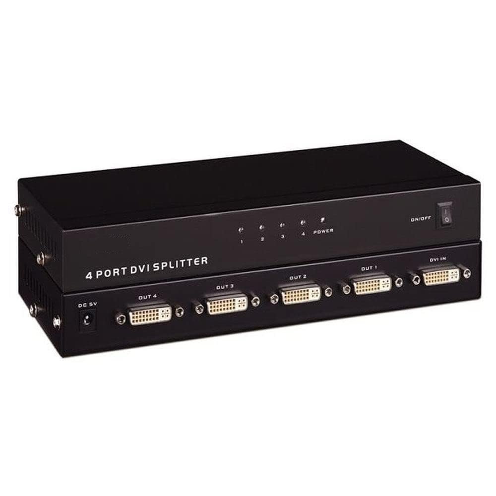4-Port DVI Splitter, 1-in-4-out, 1x4 Video Splitter Amplifier 165MHz