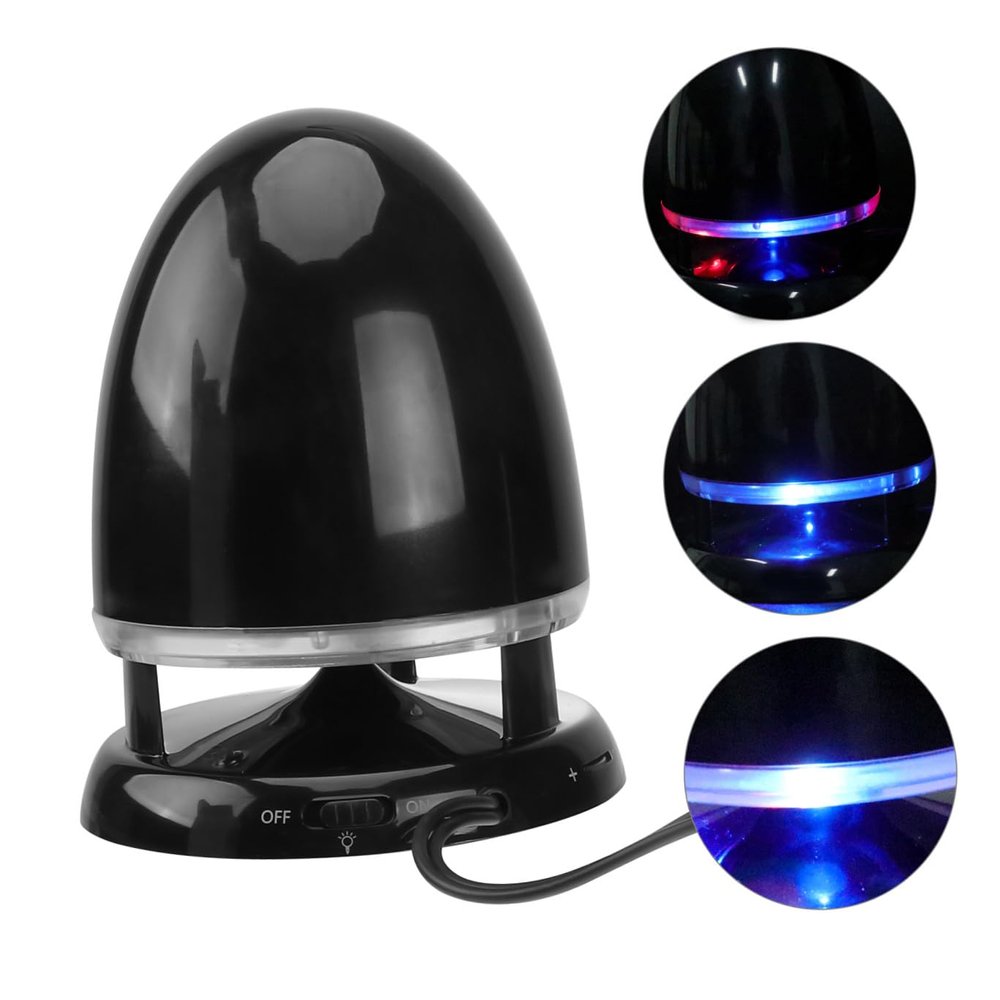 VALICLUD Mini Multimedia Speaker with USB Light, External Aux in Loudspeaker for Laptop and Phone, Portable Plug-in Speaker with Bass, Black and Blue, Dc 5v Compatible