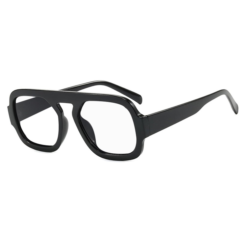 bullabulling Reading Glasses Vintage Square Blue Light Blocking Glasses Women Men 70s Flat Pilot Glasses (black, 3.0, x)