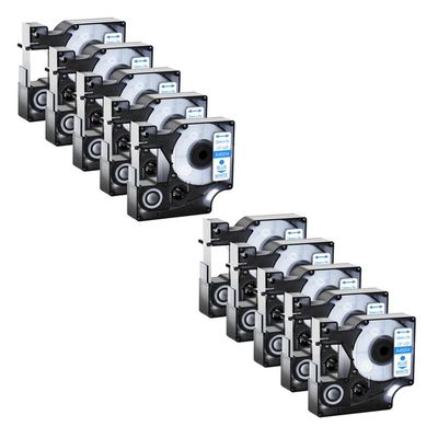 10 Pack Label Tape 12mm 45014 Blue On White Ribbon Compatible with Duo 3M PL100 PL150