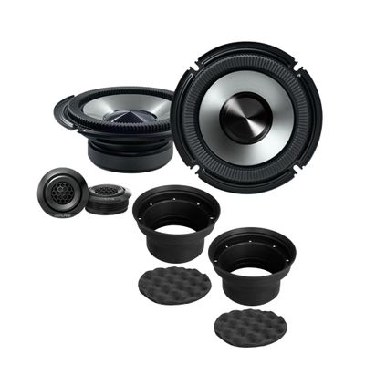 Alpine BRV-S65C 6.5" BassRev 2-Way Component Car Speakers (300W Peak) + NVX XBAF65 6.5"/6.75" Weatherproof Silicone Speaker Baffle Kit Bundle