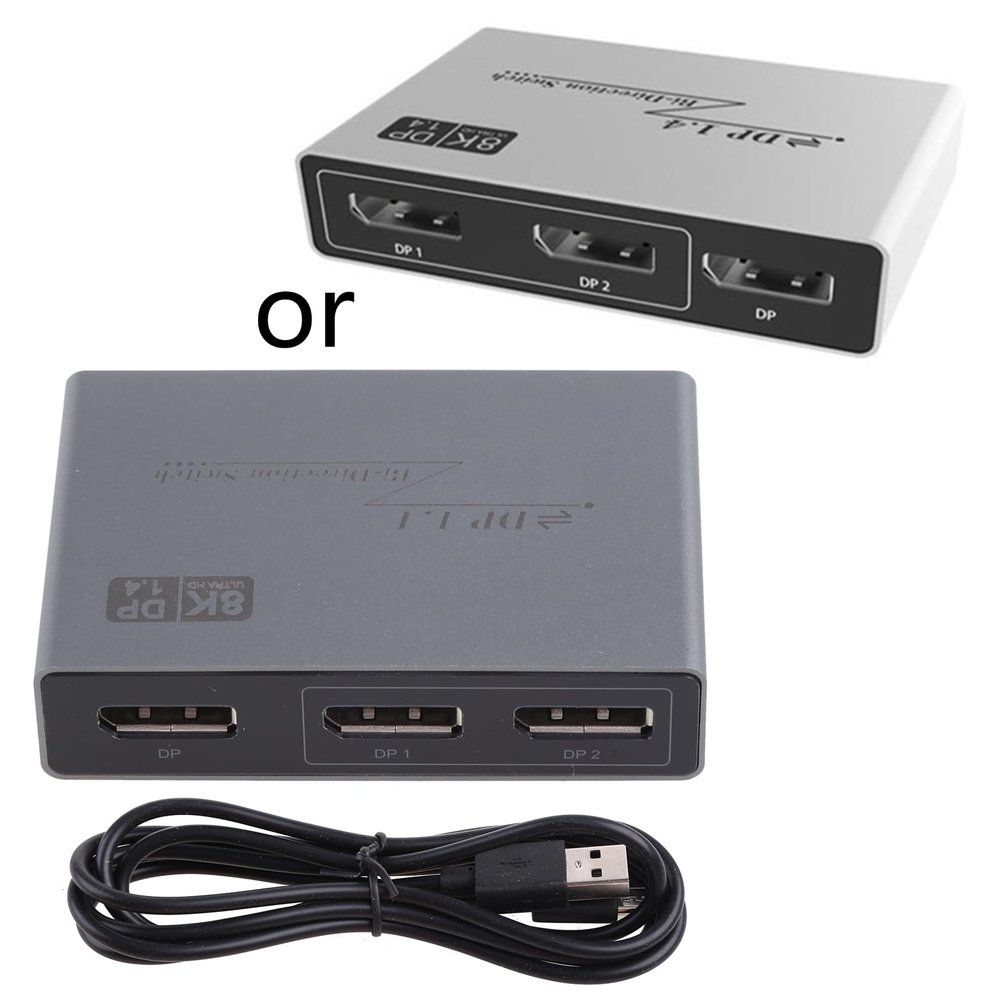 Bi-Direction DP 1.4 Switch 8K 30Hz 4K 144Hz Splitter Converter Bi-Directional for Multi Monitors 3D Displays
