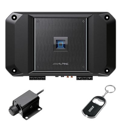 Alpine R2-A75M Next-Gen R-Series Class D 750W Mono Amplifier with RUX-KNOB.2 Remote Bass Knob with DIAS Keychain