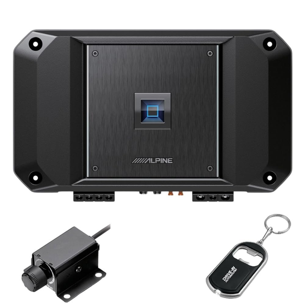 Alpine R2-A75M Next-Gen R-Series Class D 750W Mono Amplifier with RUX-KNOB.2 Remote Bass Knob with DIAS Keychain