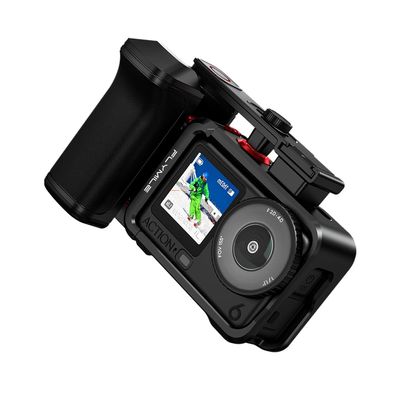 Action Camera Handheld Grip, Compatible with DJI OSMO Action 6, Street Photography Handle with Mounting Cage for Stable Shooting Magnetic Quick-Release Base Handheld Shooting Accessories