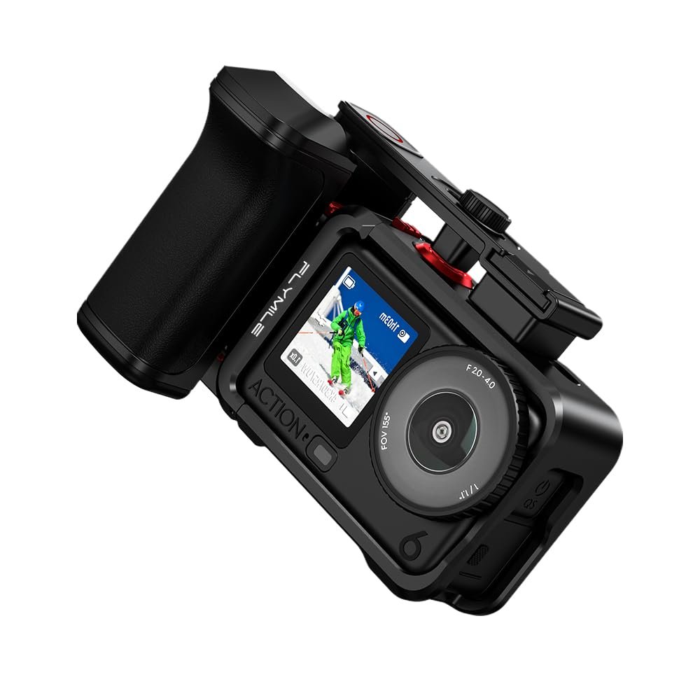 Action Camera Handheld Grip, Compatible with DJI OSMO Action 6, Street Photography Handle with Mounting Cage for Stable Shooting Magnetic Quick-Release Base Handheld Shooting Accessories