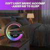 Multifunctional Bluetooth Speaker, G Shaped Wireless Speaker and Charger, 5-in-1 Halo Lamp with 13 RGB Lights,360 Surround Sound Nightstand Clock with for Bedroom Office (White) view 3