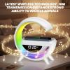 Multifunctional Bluetooth Speaker, G Shaped Wireless Speaker and Charger, 5-in-1 Halo Lamp with 13 RGB Lights,360 Surround Sound Nightstand Clock with for Bedroom Office (White) view 4