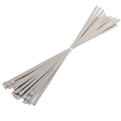 10pcs Stainless Steel Cable Twist Multi-Purpose Locking Metal 10mm Lock Metal Zip-Exhaust Wrap Coated Cable Tie(10pcs,10x800mm)