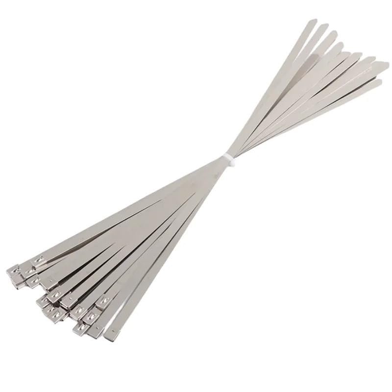 10pcs Stainless Steel Cable Twist Multi-Purpose Locking Metal 10mm Lock Metal Zip-Exhaust Wrap Coated Cable Tie(10pcs,10x800mm)