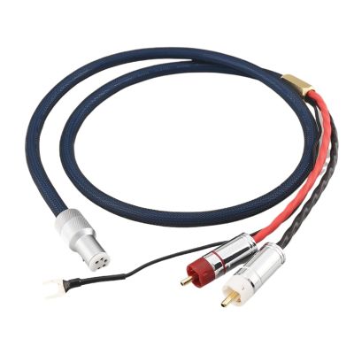 VCIMZUL OFC Silver Plated Audio Phono Tonearm Cable Spade Plug with Shielding RCAA 5 pin DIN XLRR U with Ground Wire(1m)