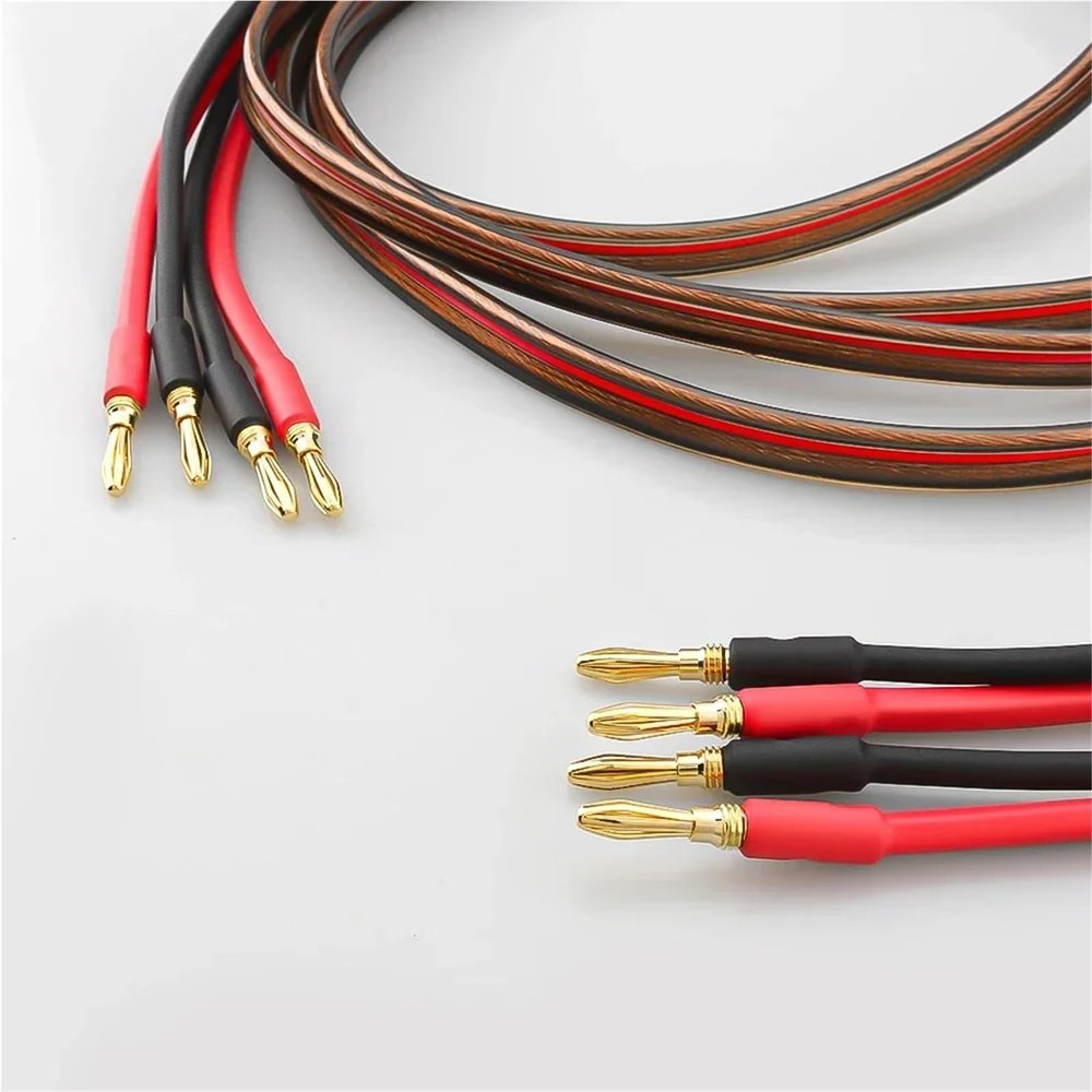 VCIMZUL High-End 4N Gold Plated Speaker Cable for Speaker System Oxygen-Free Pure Copper with Banana Plug(One Pair,4 m)