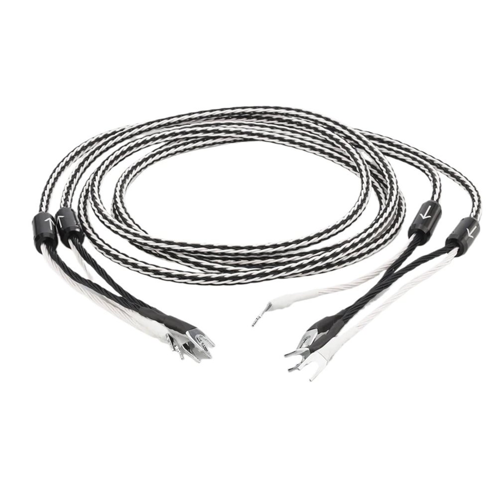 VCIMZUL 8TC Copper Audio Speaker Cable HiFi Amplifier Spade to Spade Plug Audiophile Speaker Wire for Home Theater(Banana to Spade,4m)