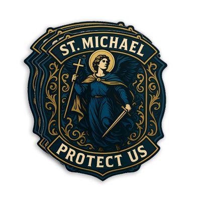 (3Pcs-2") St Michael Sticker Saint Michael Protect Us Decal Catholic Christian Waterproof Die-Cut Vinyl Sticker for Laptop Water Bottle Tumbler Kindle Decal Gift for Her Him 2 Inches