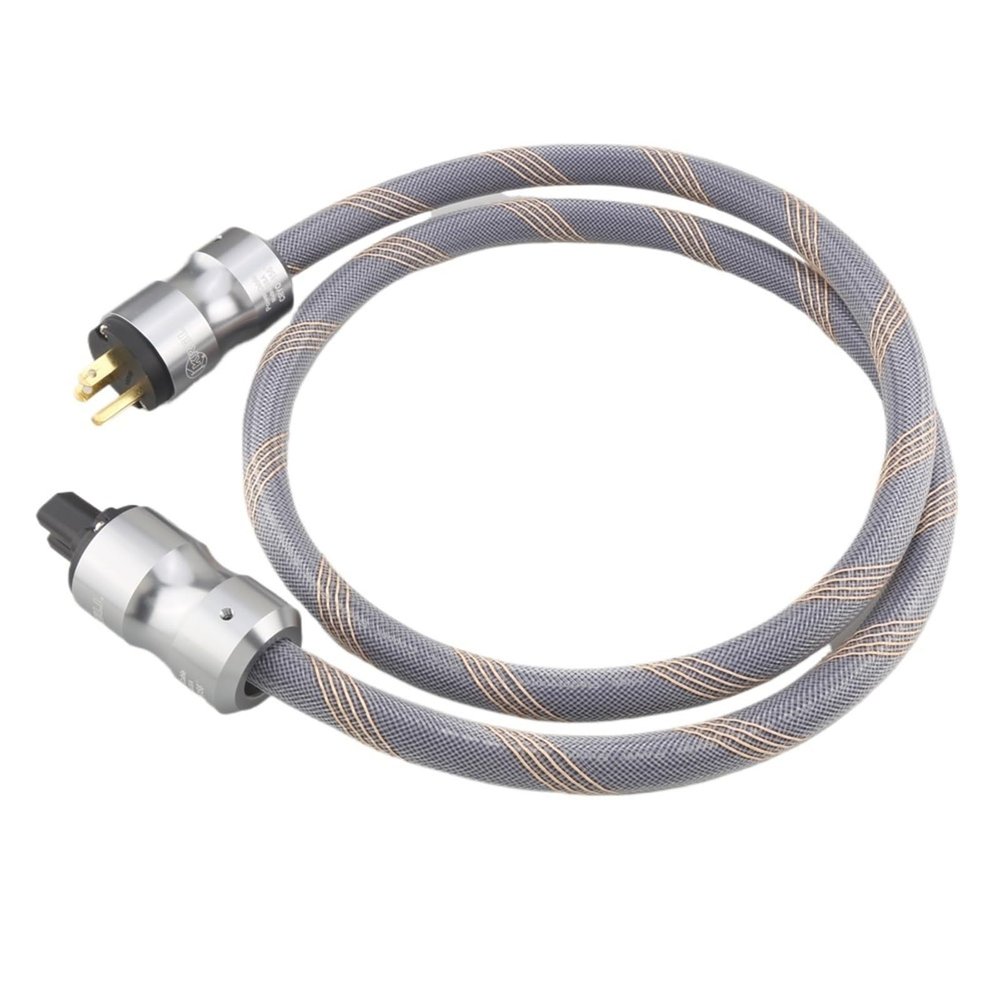 VCIMZUL Audiophile OFC Hi-Fi Audio Power Cable US EU AC Main Supply Cord for Sound Transmission(US Plug,3m)