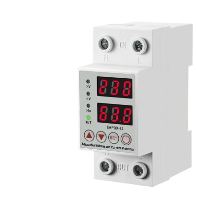 40A 63A 230V Din Rail Adjustable Over Voltage and Under Voltage Protective Device Protector Relay Over Current Protection Limit(40A)