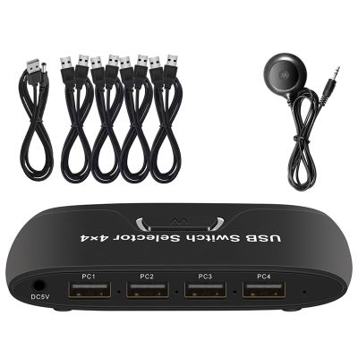 JINPIAOPIAO 4 Port USB KVM Switcher for Sharing Keyboard Mouse and Peripherals Among 4 Computers Featuring Button Controller Switchi
