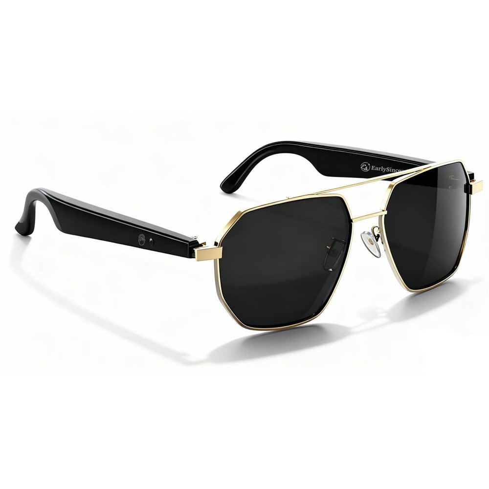 EarlySincere 2026 Ai Smart Glasses, Ai Real-Time Translation with 164 Languages, Classic Pilot Sunglasses, Equipped with Voice Assistant/Ai Call, Ip65 Waterproof,Ai Glasses for Men & Women