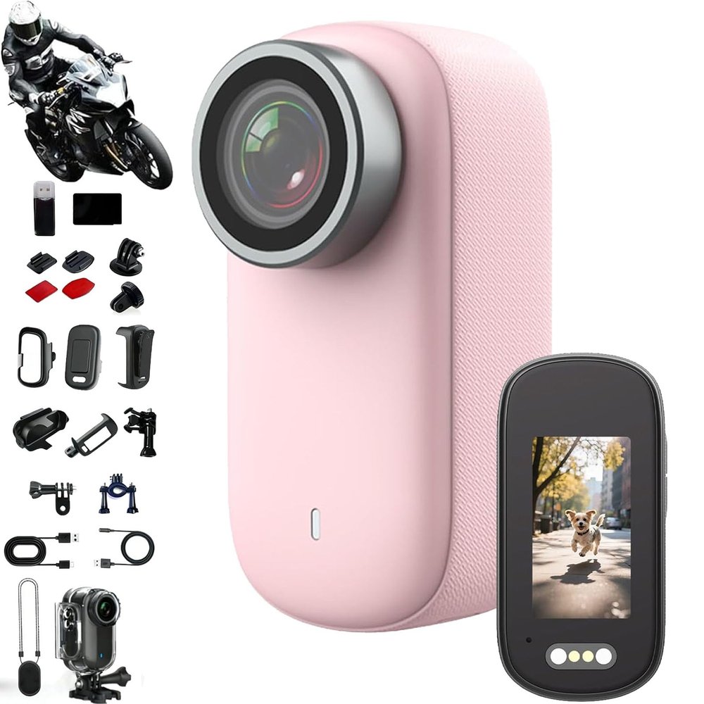 4k HD Mini Thumb Action Camera, Small Pro Capture Camera, 2026 New Ultra Wide Angle Waterproof Wearable, with Night Vision, Audio & Video Recording for Recording Skiing, Cycling and Hiking (Pink)